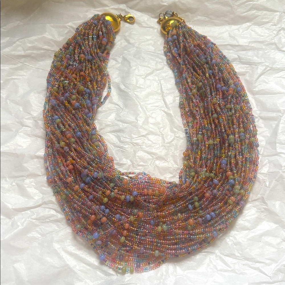 Joan Rivers Multicolor MultiStrand Torsade Czech Glass Beaded Necklace